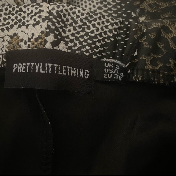 Pretty Little Thing Snake Print Pants Skinny Faux Leather Vegan Pull On Size 4 - Picture 11 of 12